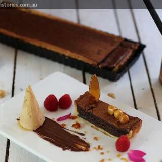 Chocolate Hazelnut Tart with Semifreddo