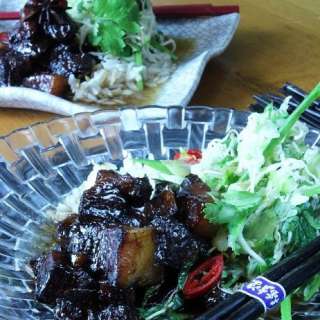 Braised Pork belly with Black Vinegar and Asian Slaw