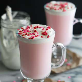 Pink Hot Chocolate with Mason Jar Whipped Cream