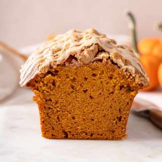Streusel-Topped Pumpkin Bread with Maple Glaze