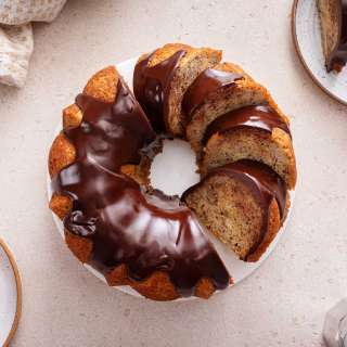 Banana Bundt Cake with Chocolate Ganache