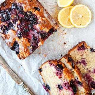 Triple Berry Banana Bread with Lemon Glaze