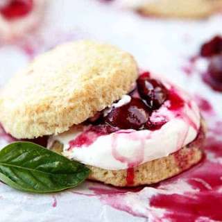 Roasted Cherry Shortcake with Buttermilk Cream