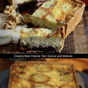 Creamy Blue Cheese Tart with Quince and Walnuts