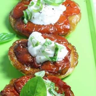 Tomato Tart Tatin with Goat Curd and Basil