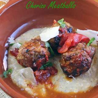 Chorizo Meatballs with Polenta and Parmesan