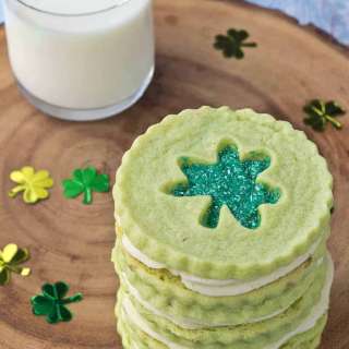Pistachio Pudding Linzer Cookies