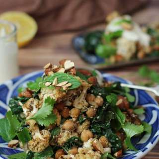 Spice Roasted Cauliflower, Chickpea Salad