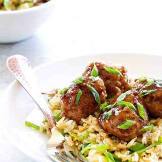 Soy-Ginger Meatballs with Fried Rice