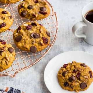 Pumpkin Dark Chocolate Cranberry Cookies