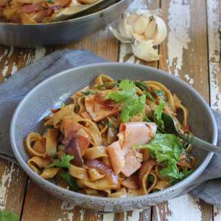 Ham Stir fry with Rice Flat Noodles
