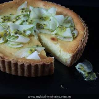Yoghurt Tart with Pear and Passionfruit