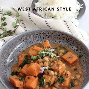 Sweet Potato, Chickpea and Peanut stew West African style