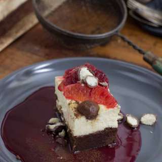 Blood Orange Brownie Cheesecake