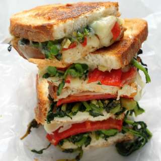 Broccoli Rabe, Roasted Red Pepper, and Provolone Grilled Cheese