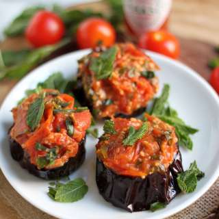 Roasted Eggplant with Fresh Tomato Skillet Sauce