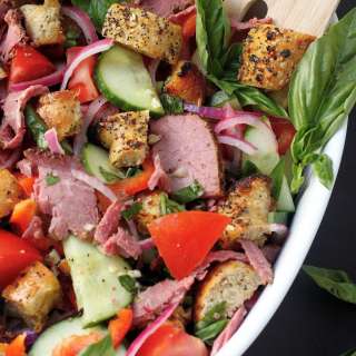 Pastrami and Everything Bagel Panzanella