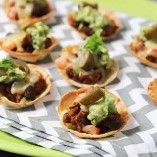 Mini Tostadas with Pork and Blackbeans