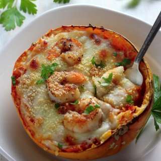 Skinny Shrimp Parmesan Spaghetti Squash