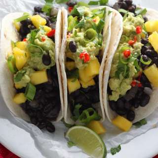 Healthy Black Bean, Mango, and Guacamole Tacos