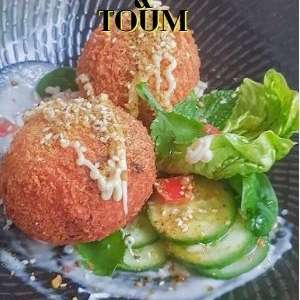 Cheese Balls with Cauliflower and Toum
