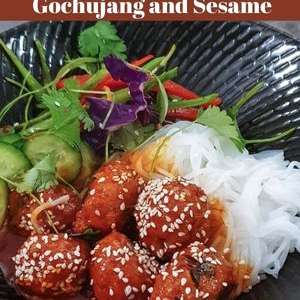 Chicken Meatballs with Gochujang and Sesame