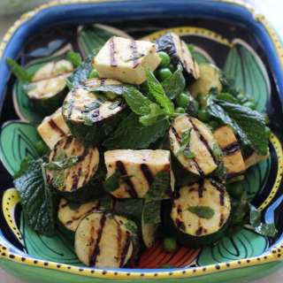 Grilled Zucchini, Halloumi, Pea salad with Mint, Dijon and Lemon