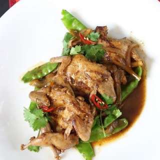 Coca Cola Quail with Snow peas