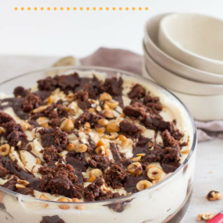 Nutella Brownie Tiramisu with Frangelico and Hazelnuts
