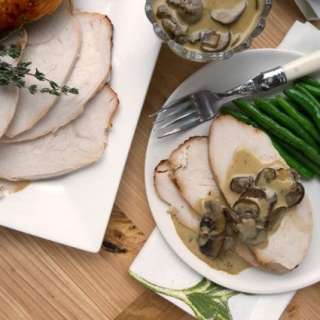 Roasted Capon with Mushroom-Cognac Sauce