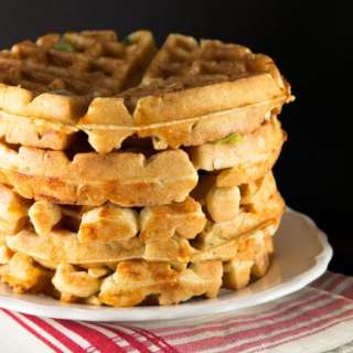 Beer Raised Waffles with Cheddar and Scallions