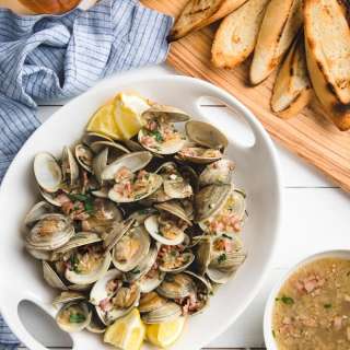 Beer Steamed Clams with Bacon and Shallots