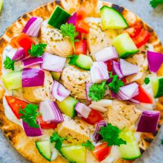 Greek Chicken Gyro Pita Bread Pizzas