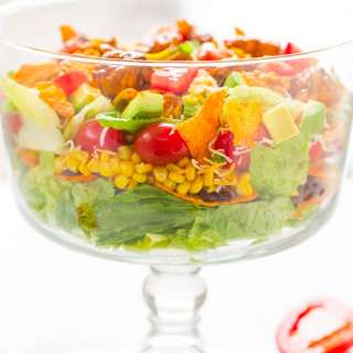 Layered Loaded Chicken Taco Salad