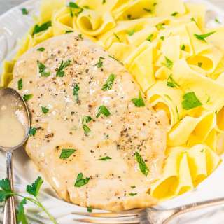 Chicken with Mustard Cream Sauce and Pasta