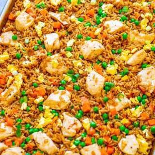 15-Minute Sheet Pan Chicken Fried Rice