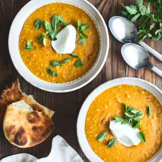 Instant Pot Red Lentil Soup with Yogurt and Mint