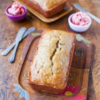 Browned Butter Buttermilk Banana Bread with Strawberry Butter