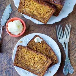 Pumpkin Banana Bread with Browned Butter Frosting