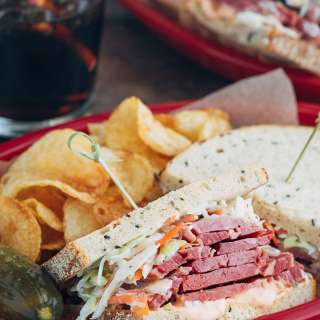 Corned Beef Sandwich with Coleslaw and Russian Dressing