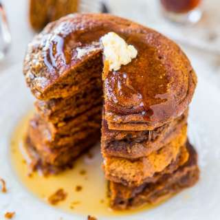 Soft and Fluffy Gingerbread Pancakes with Ginger Molasses Maple Syrup