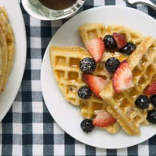 Raised Waffles With Warm Maple Butter