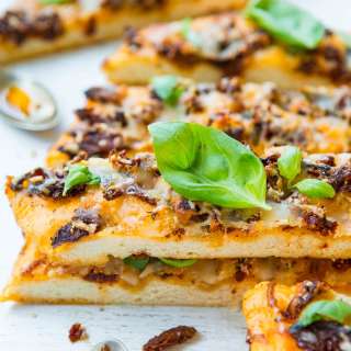 One-Hour Sun-dried Tomato, Basil, and Mozzarella Focaccia Bread