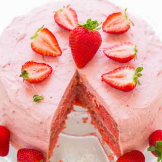 Strawberry Layer Cake with Strawberry Frosting