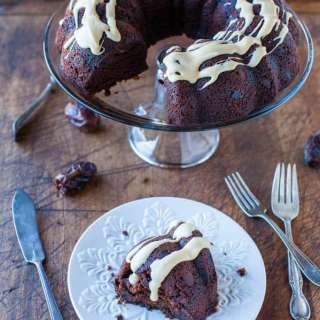 Chocolate Molasses Chocolate Chip Cake with Baileys Irish Cream Glaze