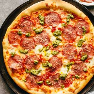 Pesto and Salami Pizza Recipe