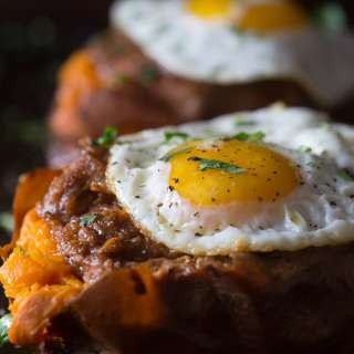 BBQ Pulled Pork Stuffed Sweet Potatoes