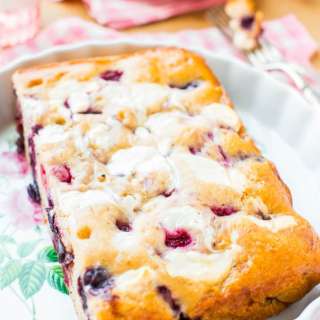 Cream Cheese-Swirled Mixed Berry Cake