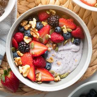 Blueberry Cottage Cheese Smoothie Bowls