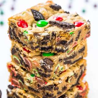 Loaded M&M Oreo Cookie Holiday Bars